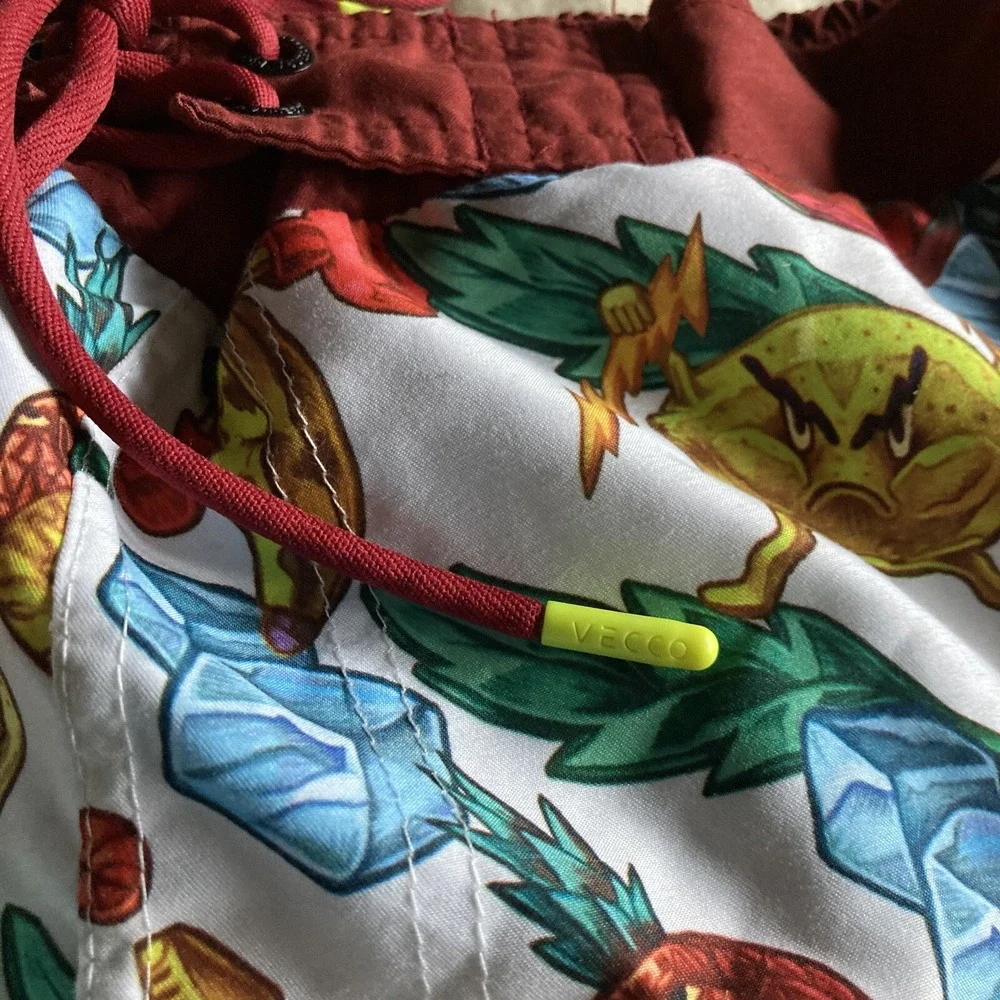 Veccoberry Man's Fruits Printed Board Shorts QuickDry Drawstring Size Medium